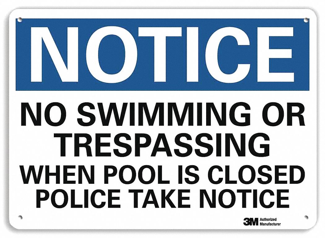 Notice Sign: Plastic, Mounting Holes Sign Mounting, 7 in x 10 in Nominal Sign Size, 0.055 in Thick