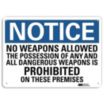 Notice: No Weapons Allowed The Possession Of Any And All Dangerous Weapon Is Prohibited On These Premises Signs