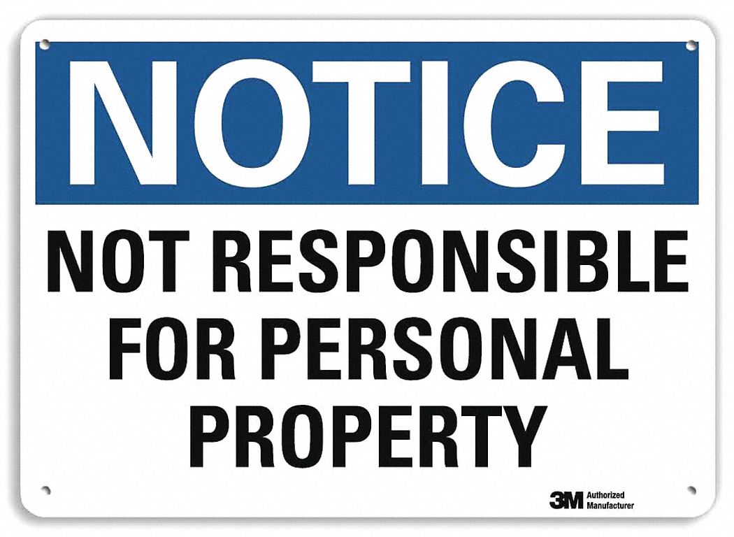 Notice Sign, 10 in x 14 in, Aluminum