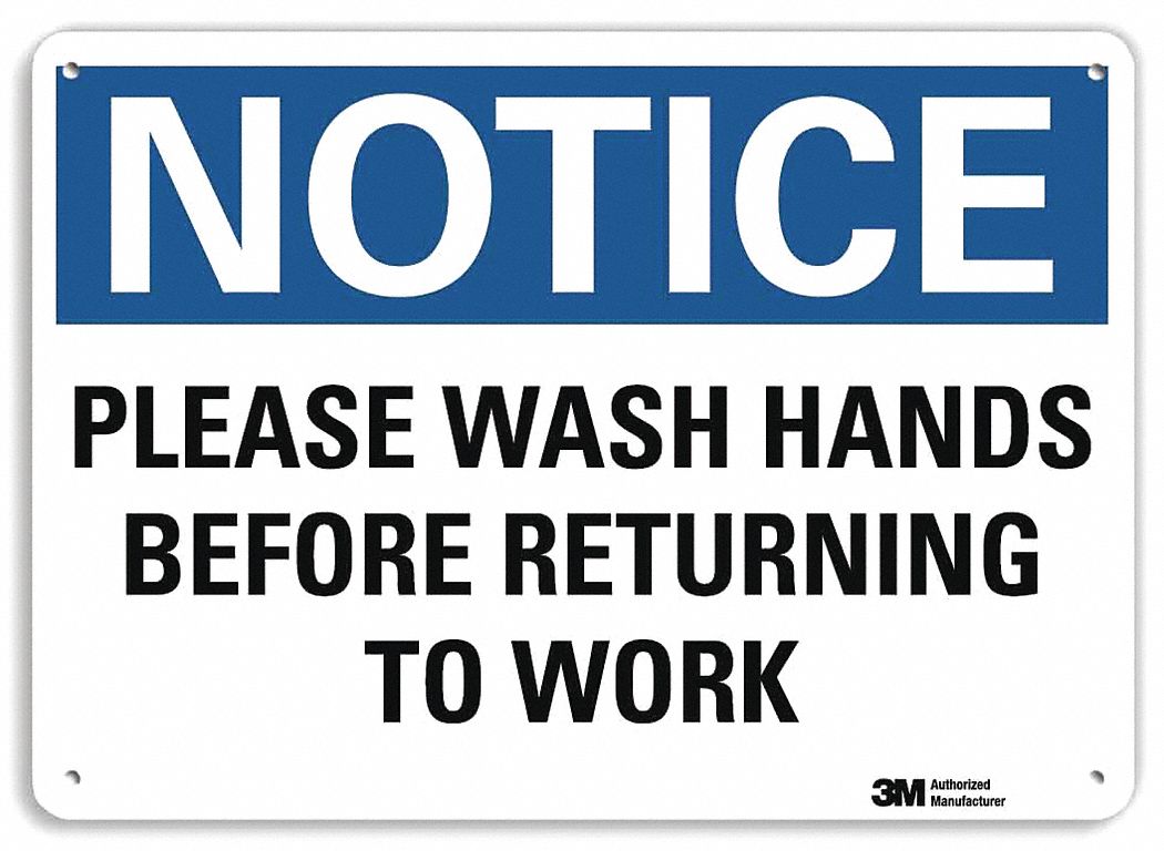 Notice Sign: Plastic, Mounting Holes Sign Mounting, 7 in x 10 in Nominal Sign Size, 0.055 in Thick