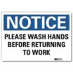 Notice: Please Wash Hands Before Returning To Work Signs