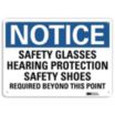 Notice: Safety Glasses Hearing Protection Safety Shoes Required Beyond This Point Signs