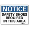 Notice: Safety Shoes Required In This Area Signs