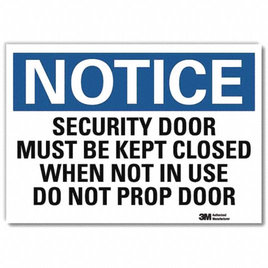 LYLE Notice Sign, Security Door Must Be Kept Closed When Not In Use Do ...