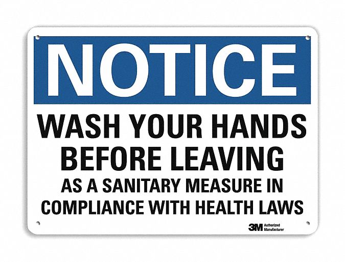 Notice Sign: Plastic, Mounting Holes Sign Mounting, 7 in x 10 in Nominal Sign Size, 0.055 in Thick