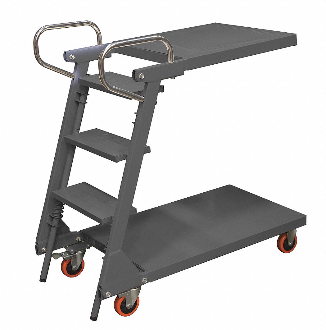 Stock Picking Ladder Cart, Load Capacity 1200 lb, Number of Shelves 2