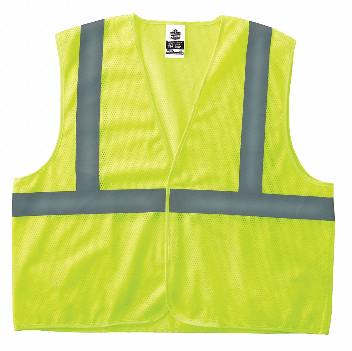 HI-VIS TRAFFIC VEST, CLASS 2, L/XL, LIME, 2 IN REFLECTIVE TAPE