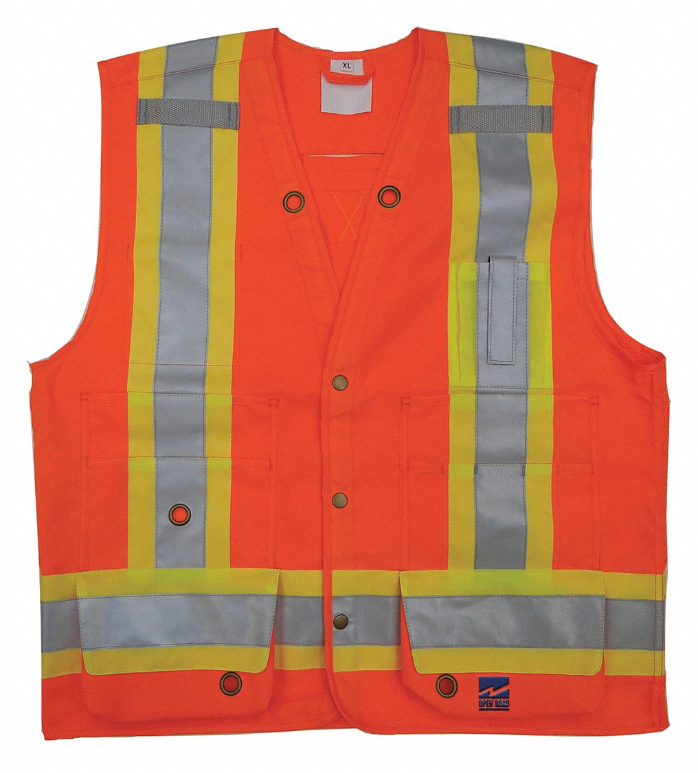 HIGH-VISIBILITY VEST,ORANGE,SZ XL