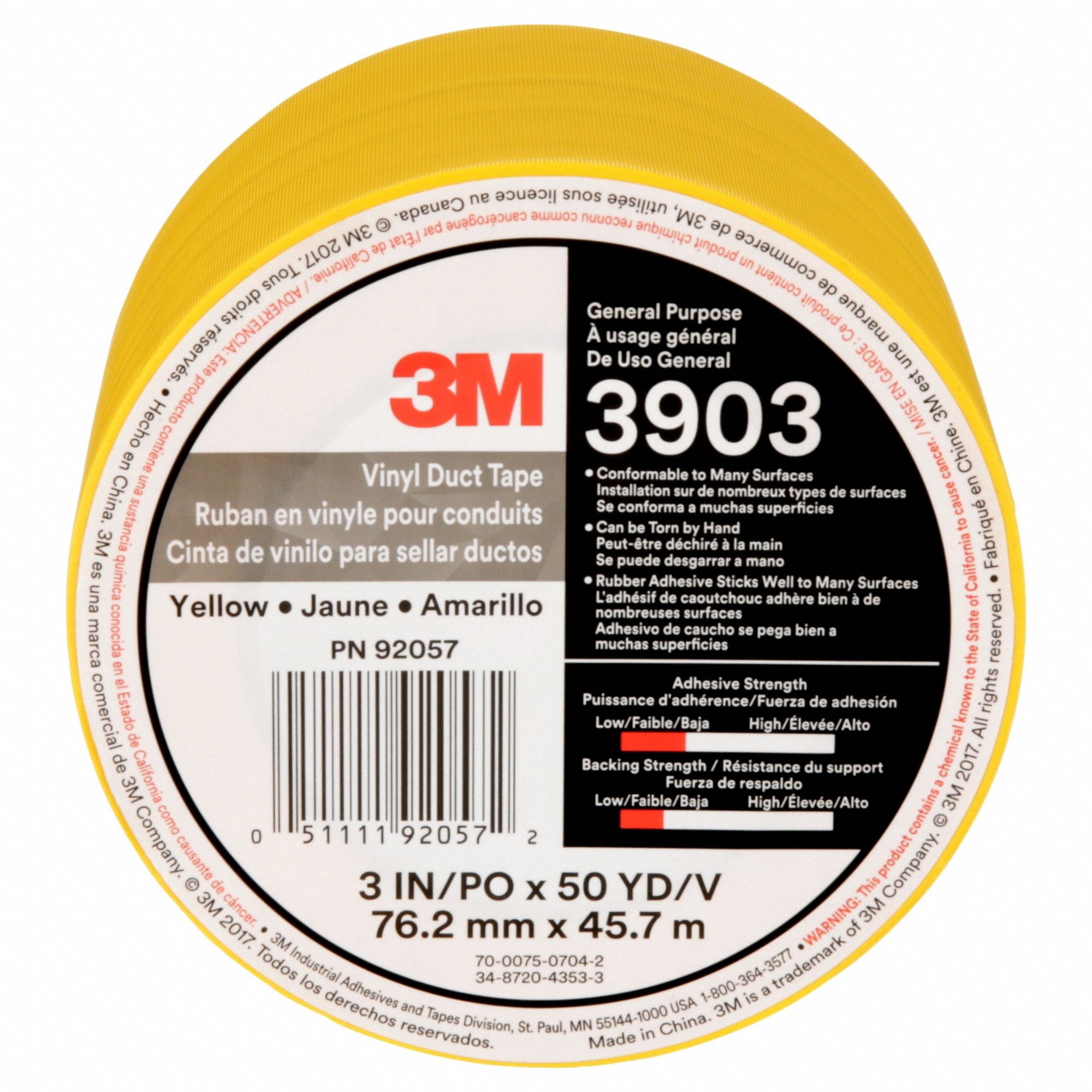 DUCT TAPE,3 IN X 50 YD,YELLOW