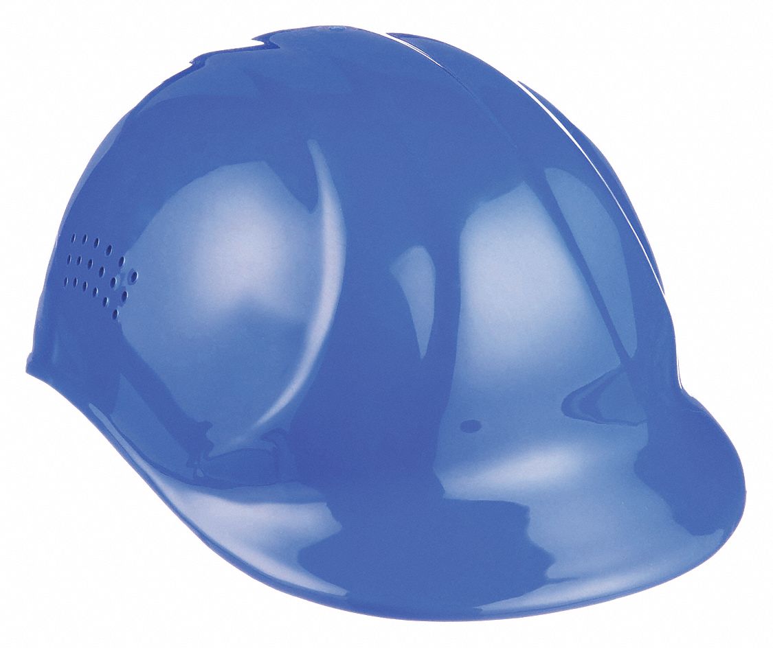 Bump Cap: Blue, Pinlock, Head Protection Venting, Polyethylene, ERB SAFETY, Solid