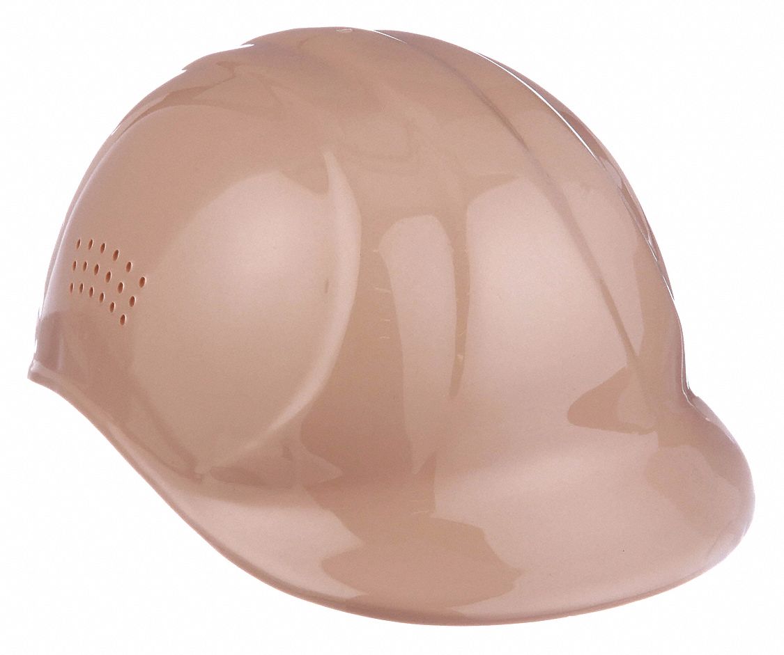 Bump Cap: Beige, Pinlock, Head Protection Venting, Polyethylene, ERB SAFETY, Solid