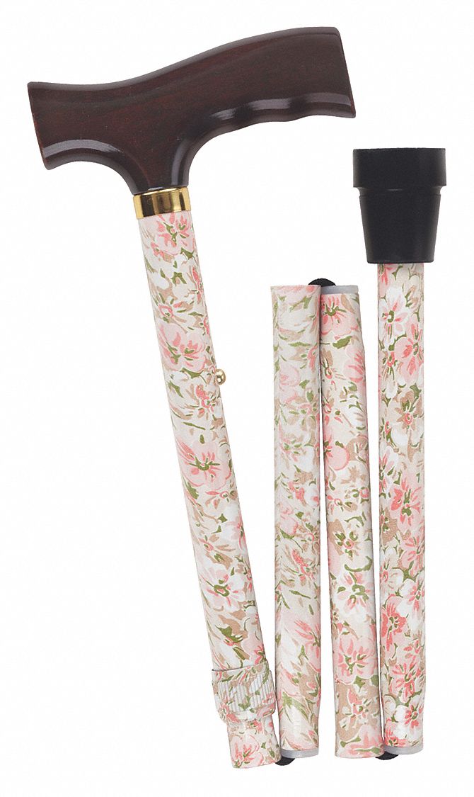 Folding Cane Beige Floral 250 lb 37 H