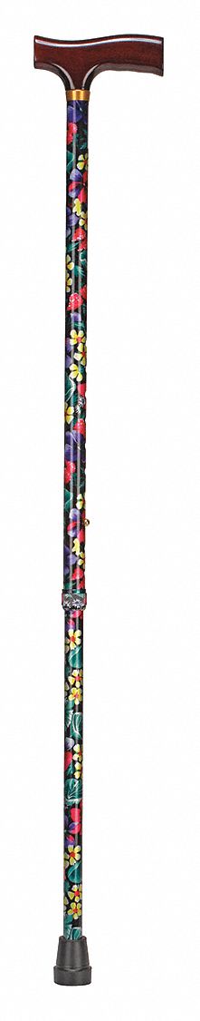 Adjustable Cane Derby-Top Wood Floral