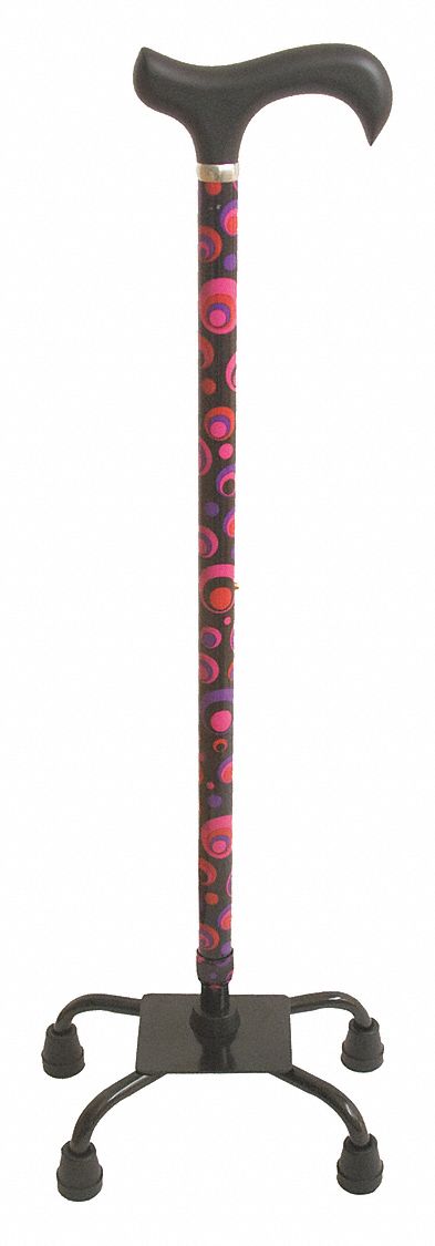 Walking Stick: Walking Stick, Std, Quad, 8 in, 264 lb Wt Capacity, Circles