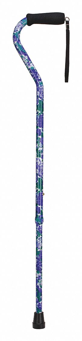 Adjustable Cane Offset Purple Flowers