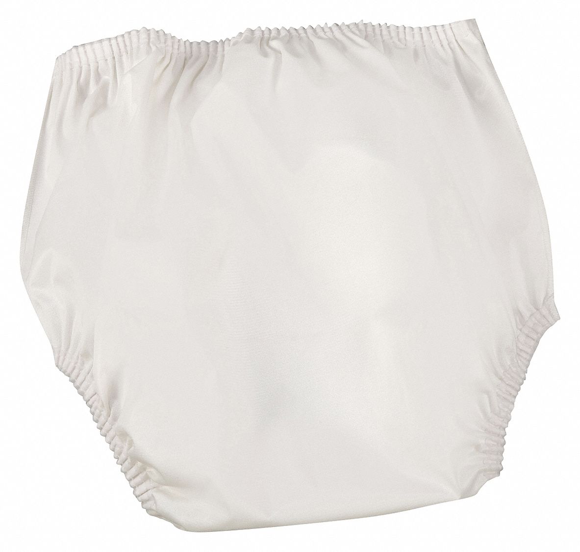 Incontinence Pull-On Pant: Heavy, Plasticized Nylon, Machiine Washable/Noiseless Fabric, White