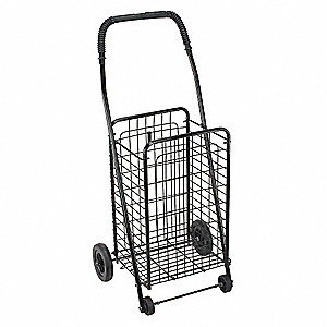 Folding Shopping Cart, Black, Four Wheeled