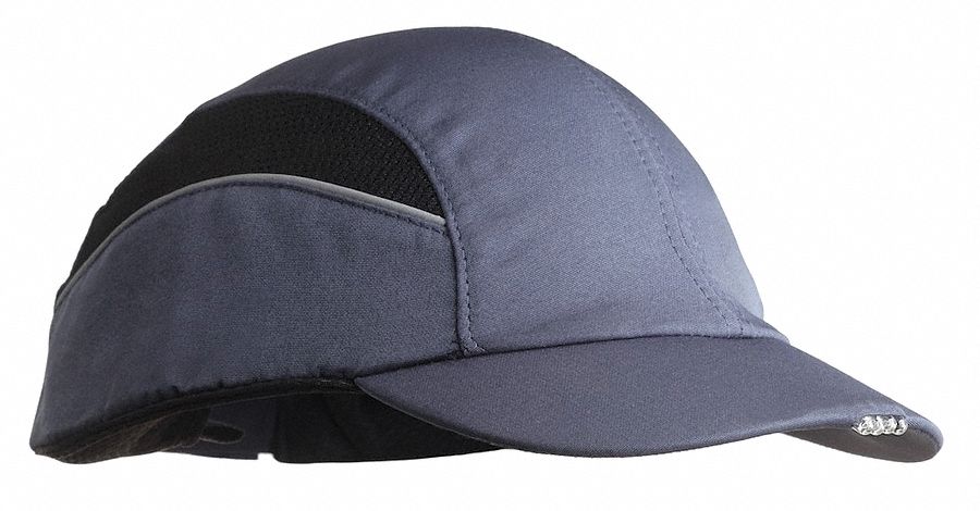 Bump Cap: Short Brim Baseball Head Protection, Dark Blue, Hook-and-Loop, 7 to 7-3/4 Fits Hat Size