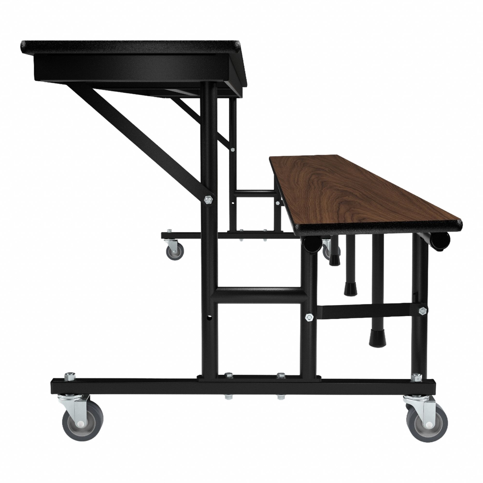 Convertible Bench Table: Walnut, 30 1/8 in Overall Wd, 29 in Overall Ht