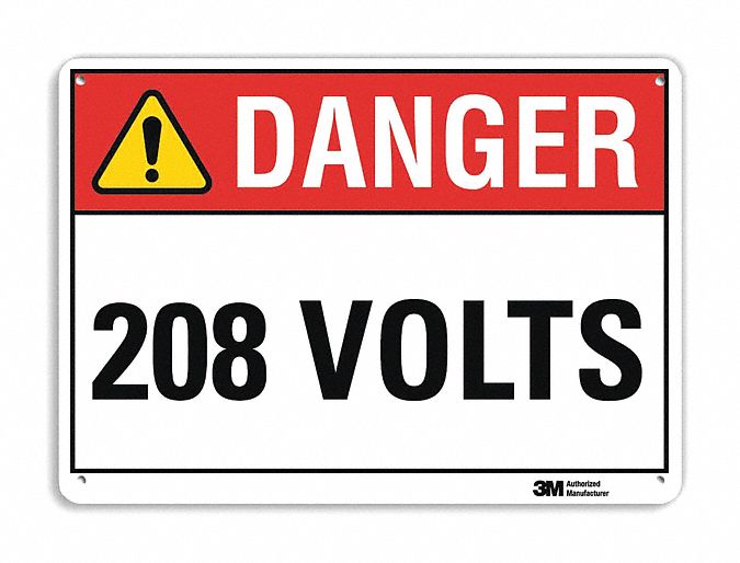 Danger Sign: Plastic, Mounting Holes Sign Mounting, 7 in x 10 in Nominal Sign Size, 0.055 in Thick