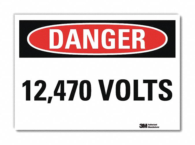 Danger Sign: Reflective Sheeting, Adhesive Sign Mounting, 7 in x 10 in Nominal Sign Size, Danger