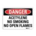 Danger: Acetylene No Smoking No Open Flames Signs