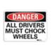Danger: All Drivers Must Chock Wheels Signs