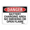 Danger: Battery Charging Area No Smoking Or Open Flame Signs