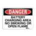 Danger: Battery Charging Area No Smoking Or Open Flame Signs