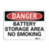 Danger: Battery Storage Area No Smoking Signs