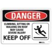 Danger: Climbing, Sitting Or Walking On Roof May Cause Severe Injury Keep Off Signs
