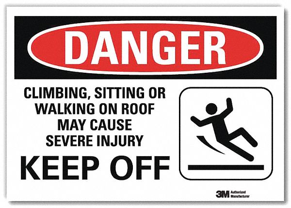 Danger Sign: Reflective Sheeting, Adhesive Sign Mounting, 7 in x 10 in Nominal Sign Size, Danger