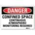 Danger: Confined Space Continuous Atmospheric Monitoring Required Signs