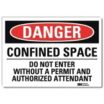 Danger: Confined Space Do Not Enter Without Permit And Authorized Attendant Signs