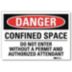 Danger: Confined Space Do Not Enter Without Permit And Authorized Attendant Signs