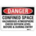 Danger: Confined Space Hazardous Atmosphere Check Oxygen Level Before & During Entry Signs