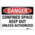 Danger: Confined Space Keep Out Unless Authorized Signs