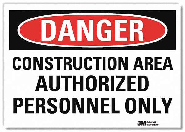 Danger Sign: Reflective Sheeting, Adhesive Sign Mounting, 7 in x 10 in Nominal Sign Size, Danger