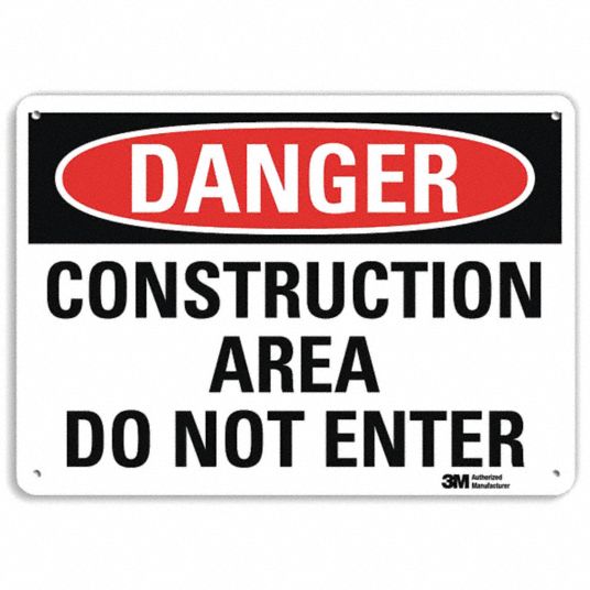 LYLE Danger Sign, Sign Format Traditional OSHA, Construction Area Do ...