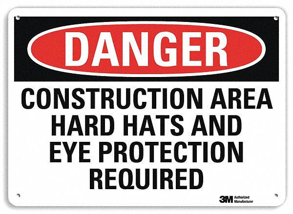 Danger Sign: Plastic, Mounting Holes Sign Mounting, 7 in x 10 in Nominal Sign Size, 0.055 in Thick