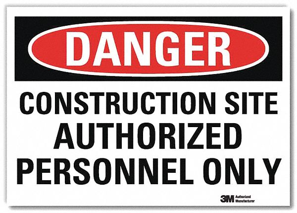 Danger Sign: Reflective Sheeting, Adhesive Sign Mounting, 7 in x 10 in Nominal Sign Size, Danger
