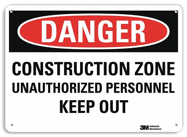 Danger Sign: Plastic, Mounting Holes Sign Mounting, 7 in x 10 in Nominal Sign Size, 0.055 in Thick