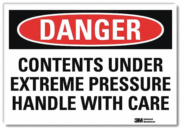 Danger Sign: Reflective Sheeting, Adhesive Sign Mounting, 5 in x 7 in Nominal Sign Size