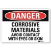 Danger: Corrosive Materials Avoid Contact With Eyes Or Skin Signs