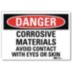 Danger: Corrosive Materials Avoid Contact With Eyes Or Skin Signs