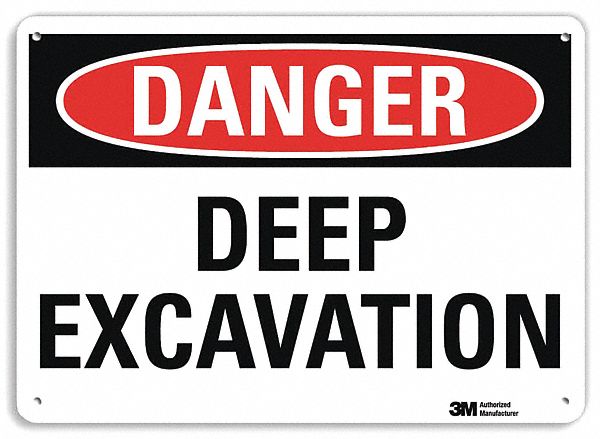 Danger Sign: Plastic, Mounting Holes Sign Mounting, 7 in x 10 in Nominal Sign Size, 0.055 in Thick