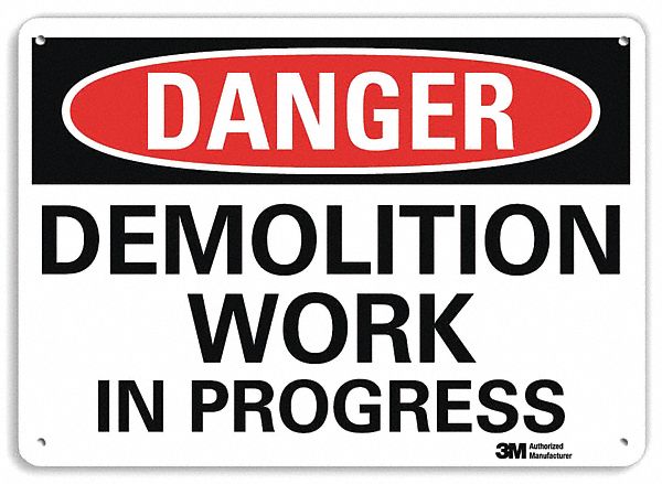 Danger Sign: Plastic, Mounting Holes Sign Mounting, 7 in x 10 in Nominal Sign Size, 0.055 in Thick