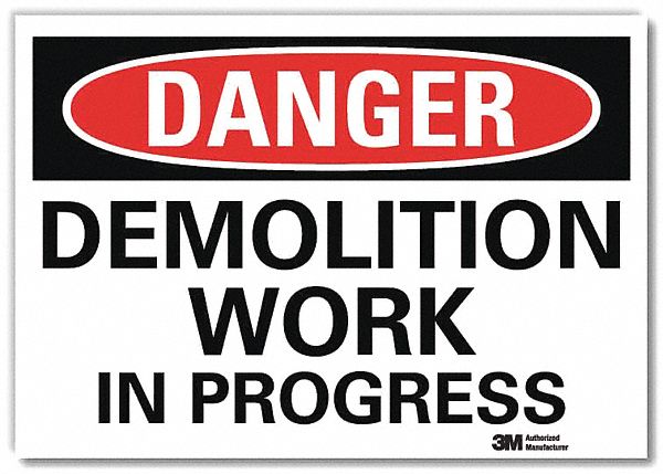Danger Sign: Reflective Sheeting, Adhesive Sign Mounting, 7 in x 10 in Nominal Sign Size