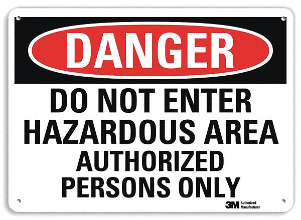 Danger Sign: Plastic, Mounting Holes Sign Mounting, 7 in x 10 in Nominal Sign Size, 0.055 in Thick