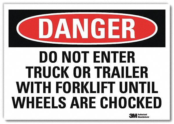 Danger Sign: Reflective Sheeting, Adhesive Sign Mounting, 7 in x 10 in Nominal Sign Size